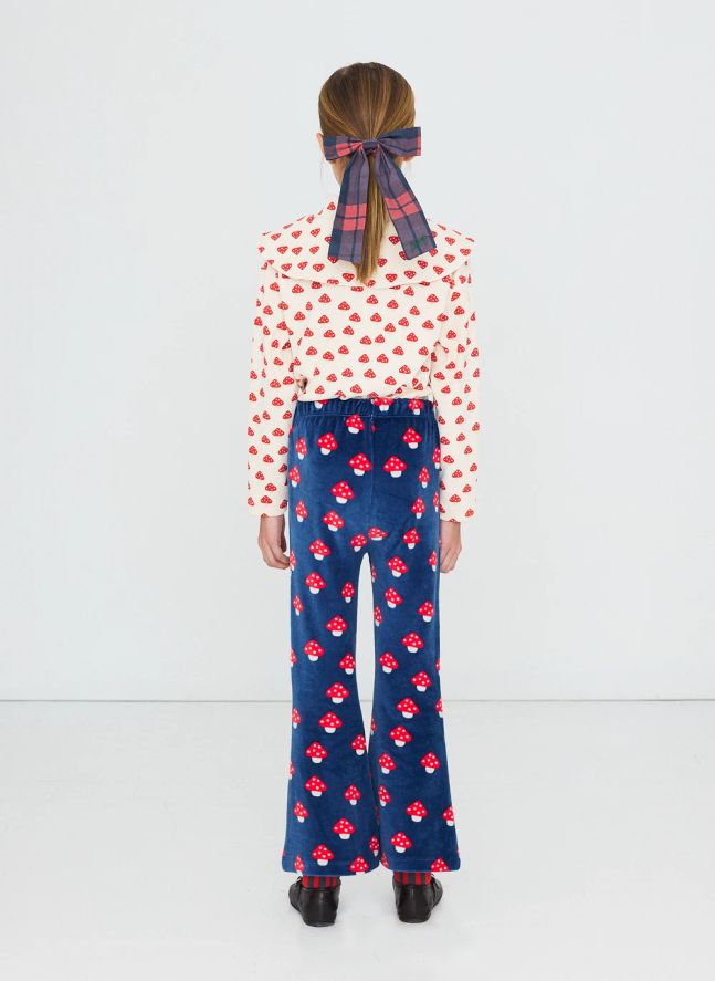 Pantalon Flare Champignons Coton Bio | Bleu