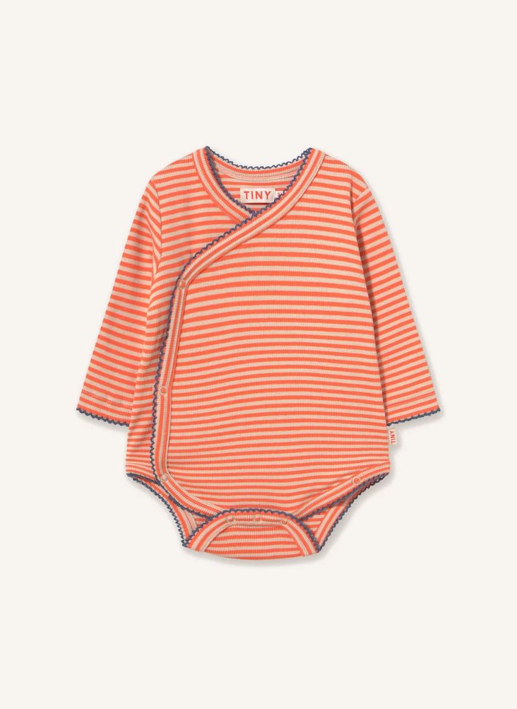 Body Croisé Côtelé Rayé Coton Bio | Rouge- Image produit n°0