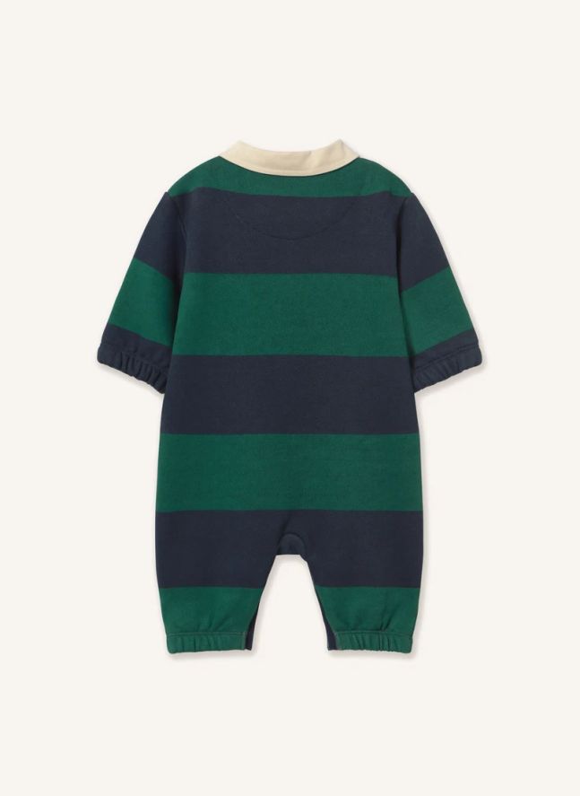 Combinaison Polo Rayée Coton Bio | Vert