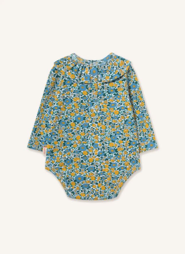 Body Côtelé Fleuri Coton Bio | Bleu
