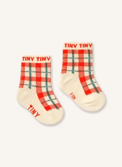 Chaussettes Carreaux Bébé | Ecru