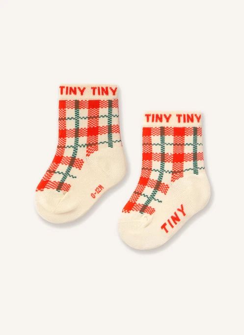 Chaussettes Carreaux Bébé | Ecru