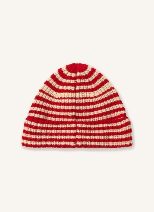 Bonnet Rayé Laine | Rouge