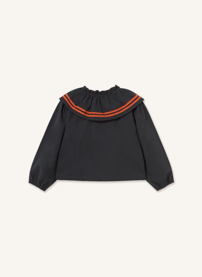 Blouse Col Rayé | Bleu foncé