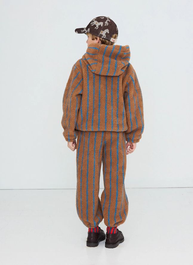 Jogger Façon Sherpa Rayé | Marron