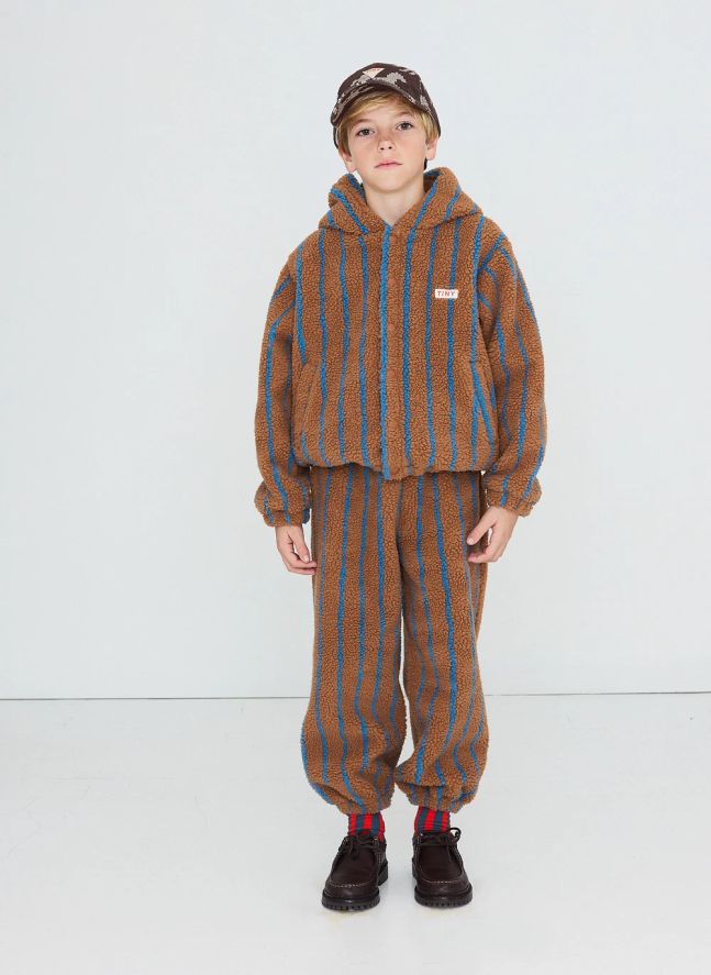 Jogger Façon Sherpa Rayé | Marron