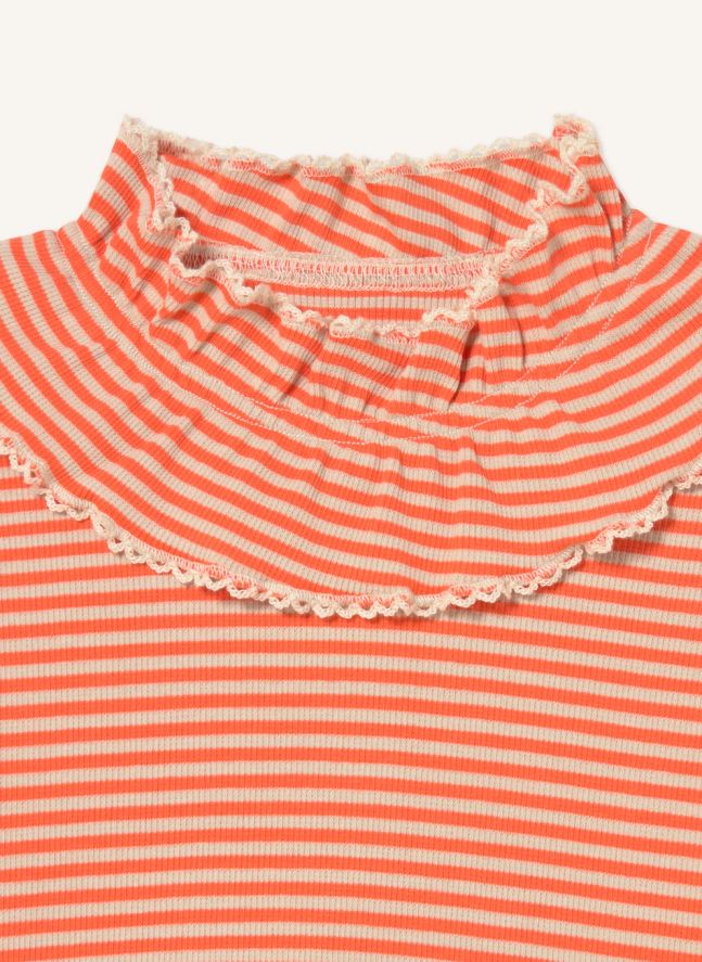 T-shirt Côtelé Rayé Coton Bio | Rouge