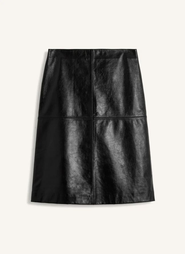 Jupe Gwen Cuir d'Agneau | Noir