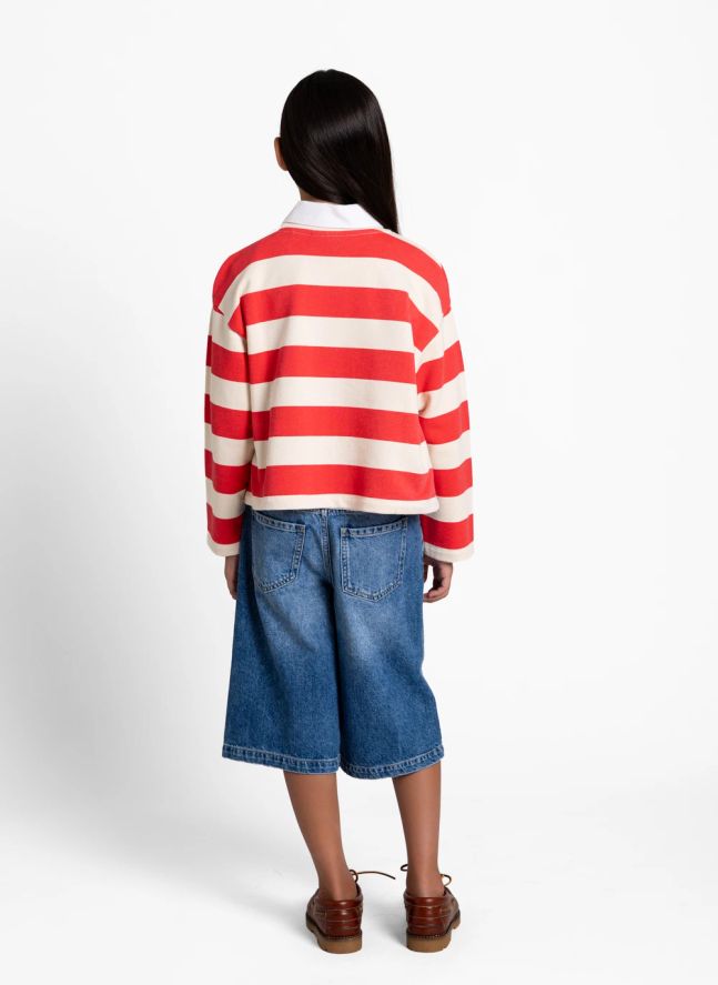 T-shirt Peony Rayé Coton Bio | Rouge