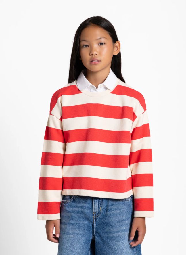 T-shirt Peony Rayé Coton Bio | Rouge