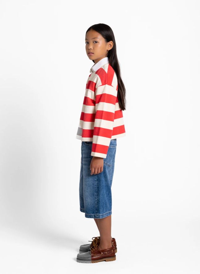 T-shirt Peony Rayé Coton Bio | Rouge
