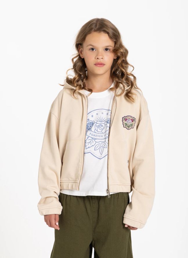 Sudadera con cremallera de algodón orgánico Blush Forever | Crema