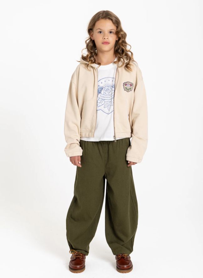 Sudadera con cremallera de algodón orgánico Blush Forever | Crema