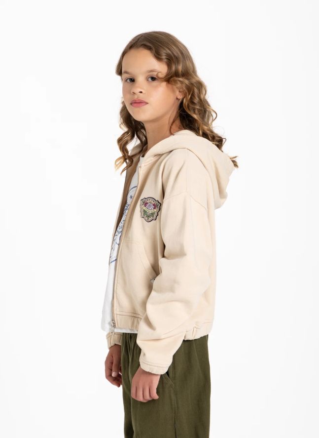 Sudadera con cremallera de algodón orgánico Blush Forever | Crema