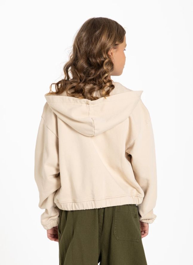 Sudadera con cremallera de algodón orgánico Blush Forever | Crema