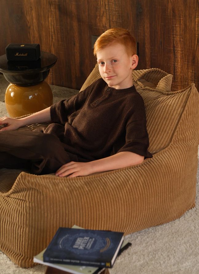 Teen Ribbed Velvet Club Armchair | Brown