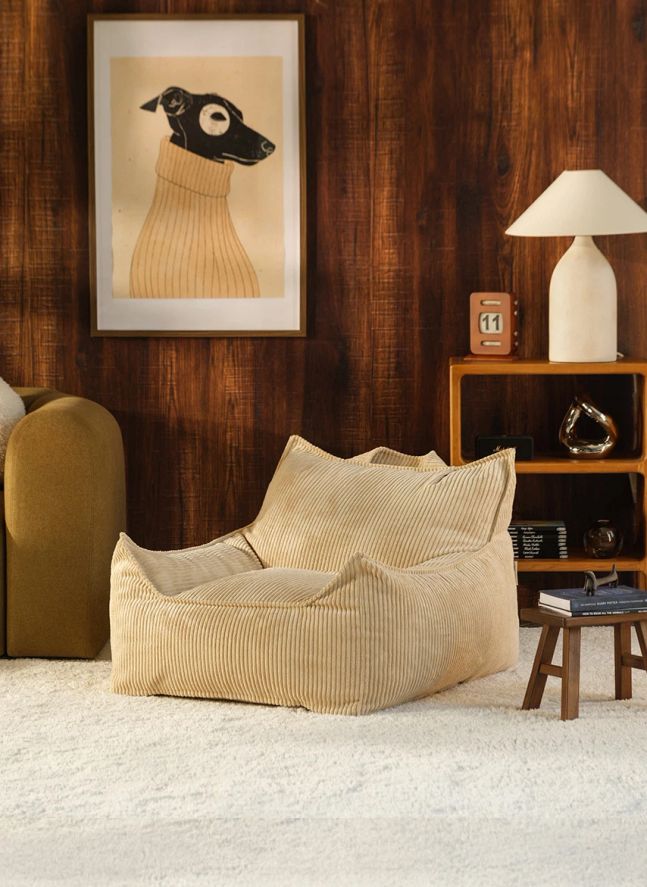 Teen Ribbed Velvet Club Armchair | Light brown