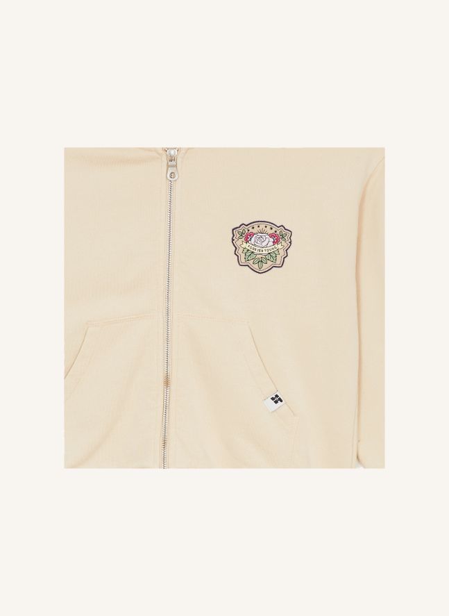 Sudadera con cremallera de algodón orgánico Blush Forever | Crema