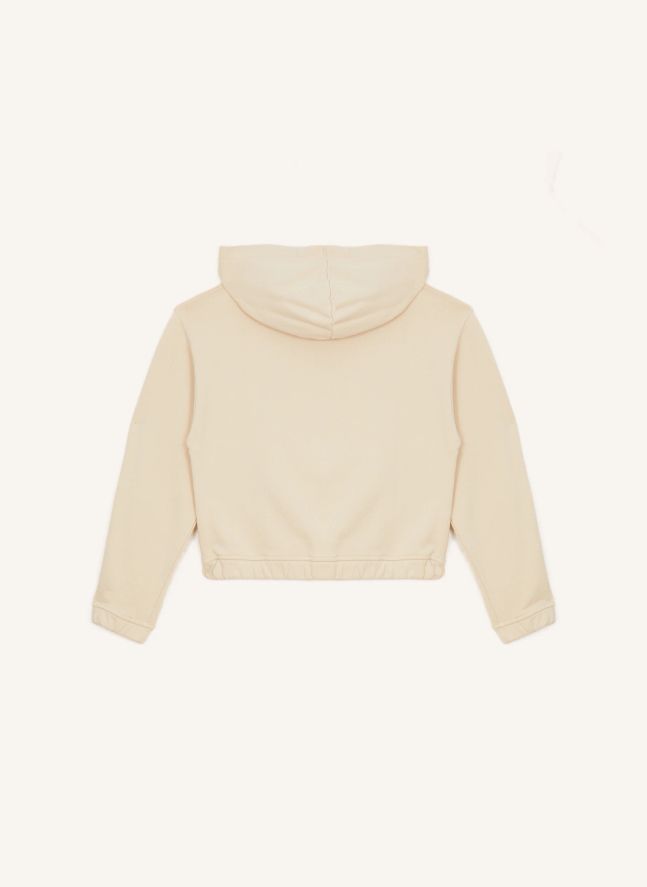 Sudadera con cremallera de algodón orgánico Blush Forever | Crema