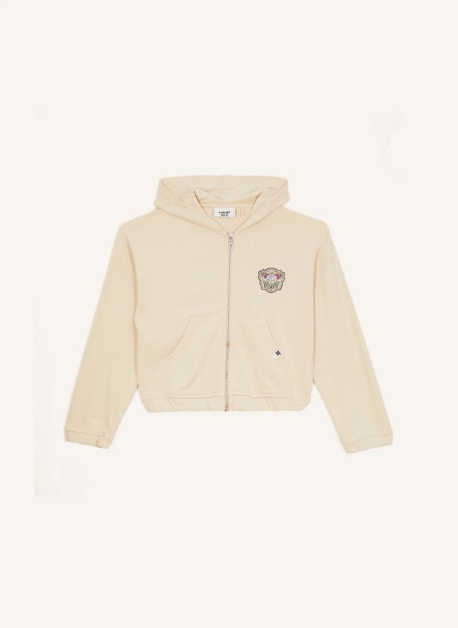 Sudadera con cremallera de algodón orgánico Blush Forever | Crema