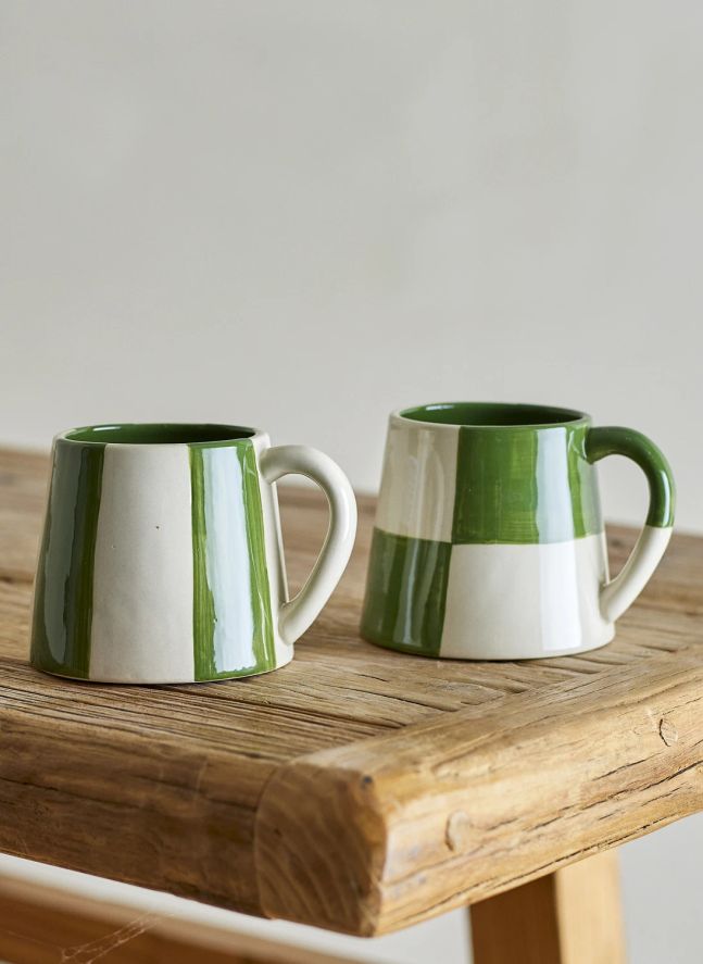 Floki Stoneware Mugs - Set of 4 | Green
