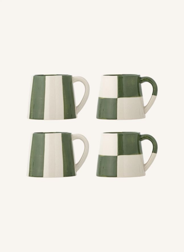 Floki Stoneware Mugs - Set of 4 | Green