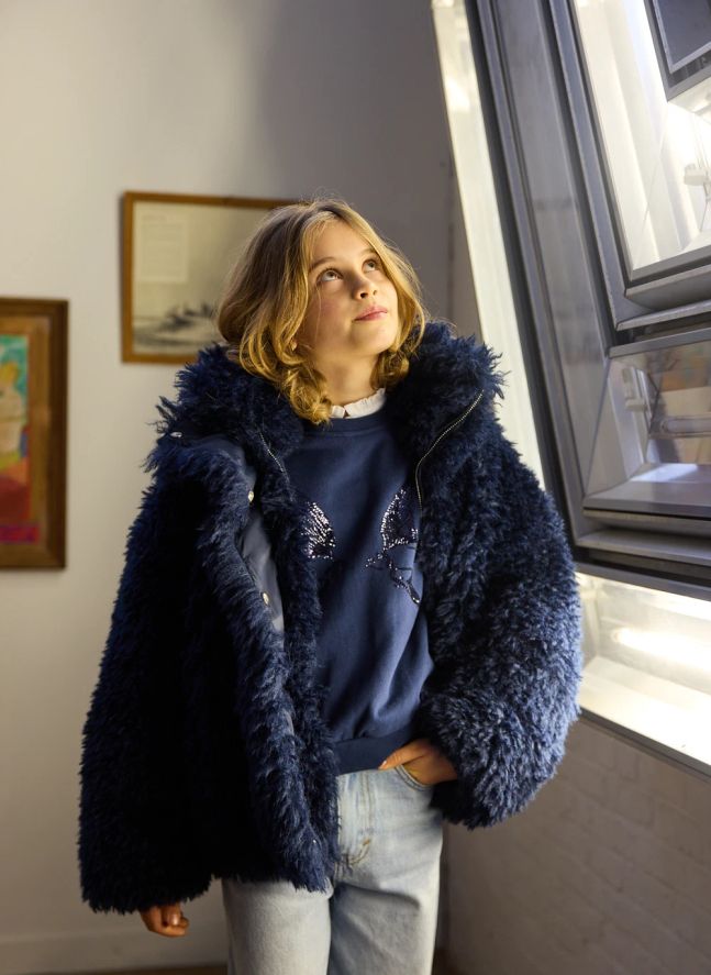 Veste Façon Fourrure Batu | Bleu nuit