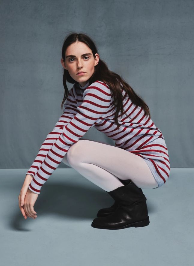 Pull Rayures Coton Bio et Laine Mérinos | Bleu ciel