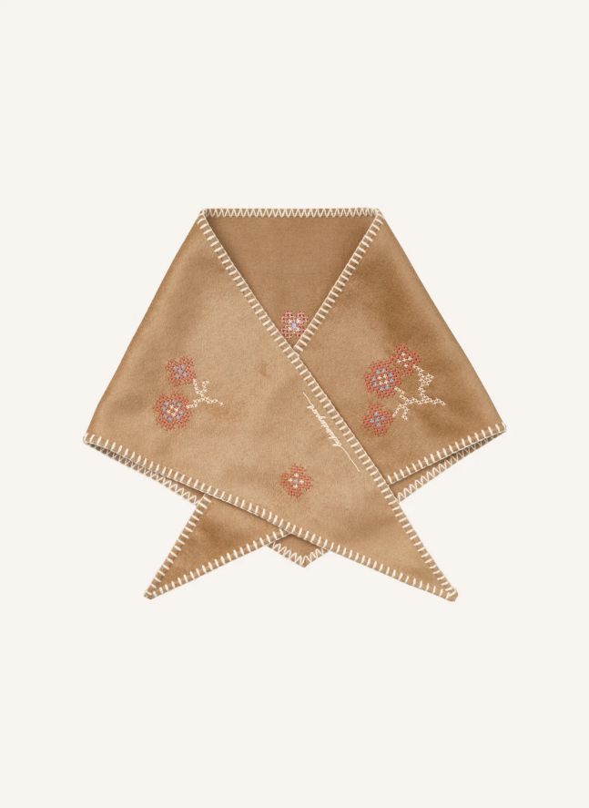 Flotile Wool Triangle Scarf | Brown