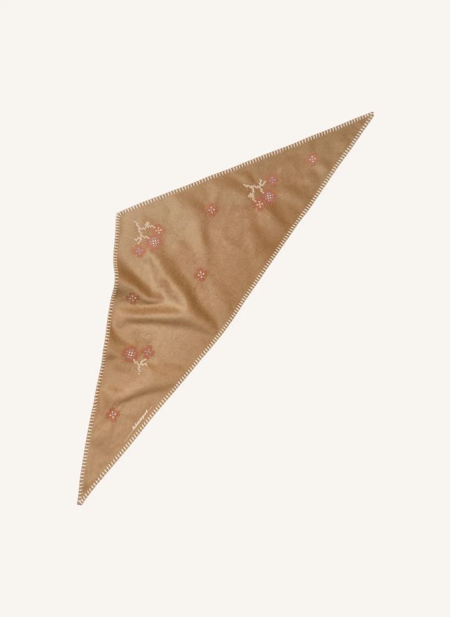 Flotile Wool Triangle Scarf | Brown