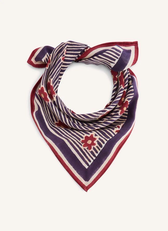 Petit Foulard Manika Rayé | Bleu marine
