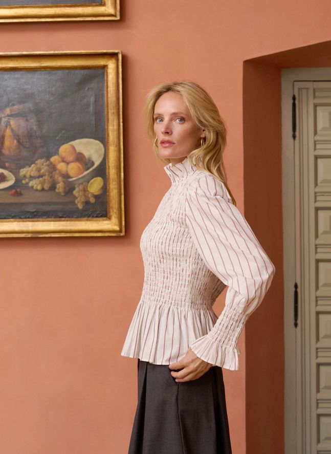 Blouse Rayures Aleria Coton | Crème