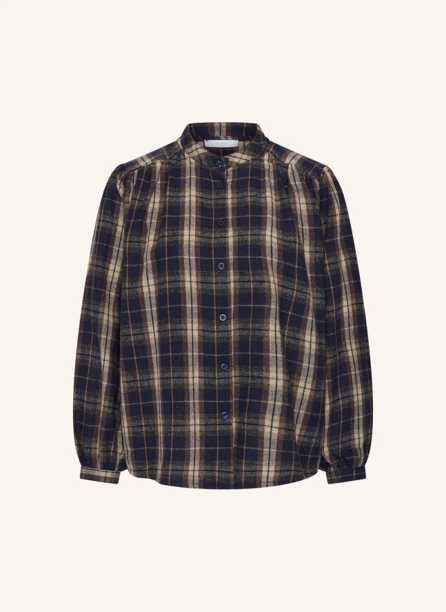 Blouse Carreaux Jagger Coton | Bleu marine