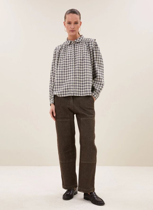 Blouse Carreaux Maia | Cendre