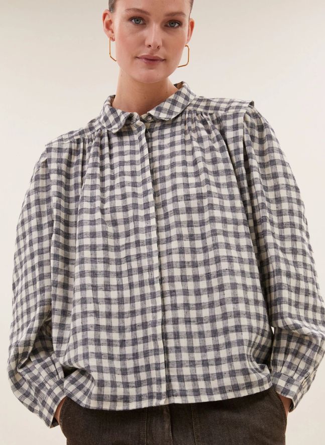 Blouse Carreaux Maia | Cendre