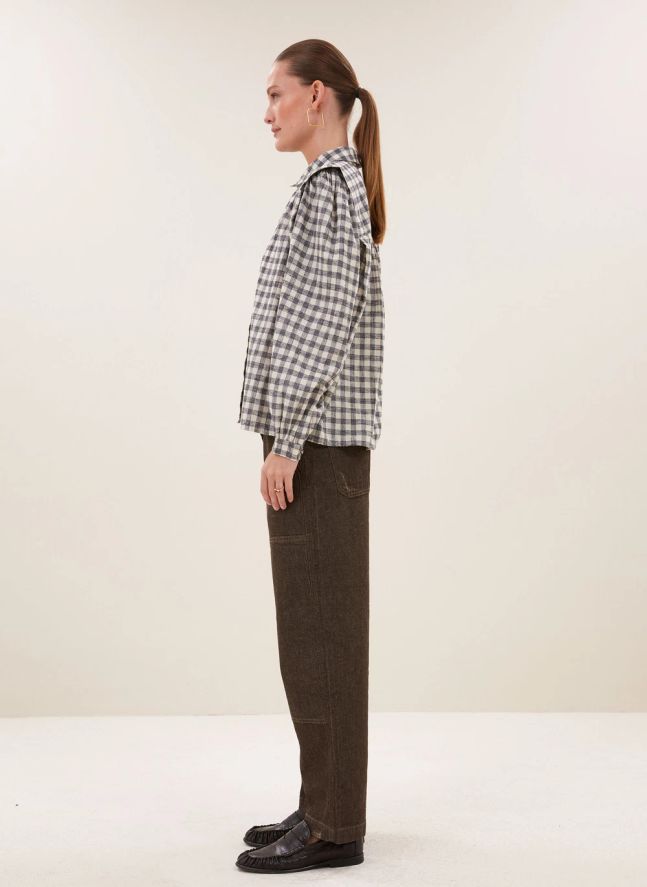 Blouse Carreaux Maia | Cendre