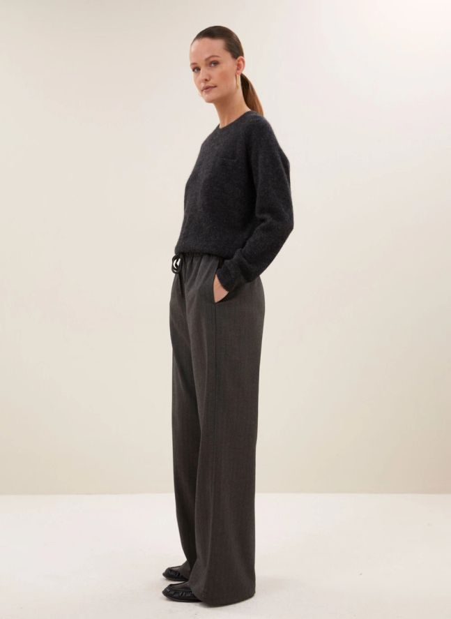 Pantalon Herringbone | Gris anthracite