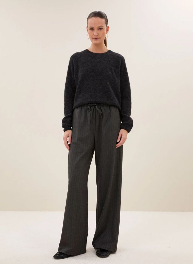 Pantalon Herringbone | Gris anthracite