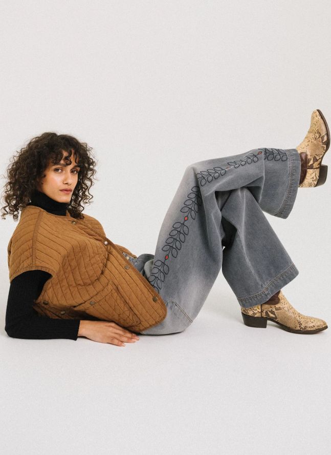 Jean Broderies Edel Coton | Denim gris