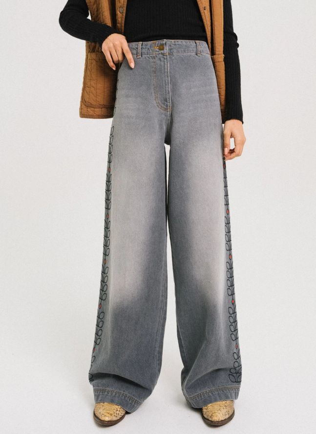 Jean Broderies Edel Coton | Denim gris