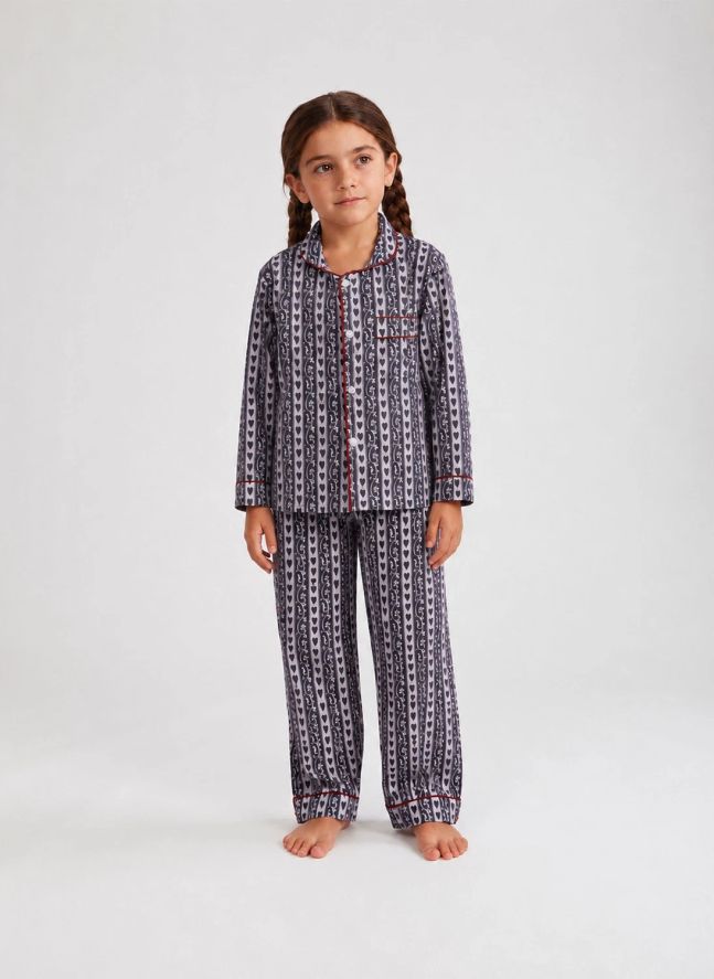Pyjama Cœurs - Collection Enfant | Bleu marine