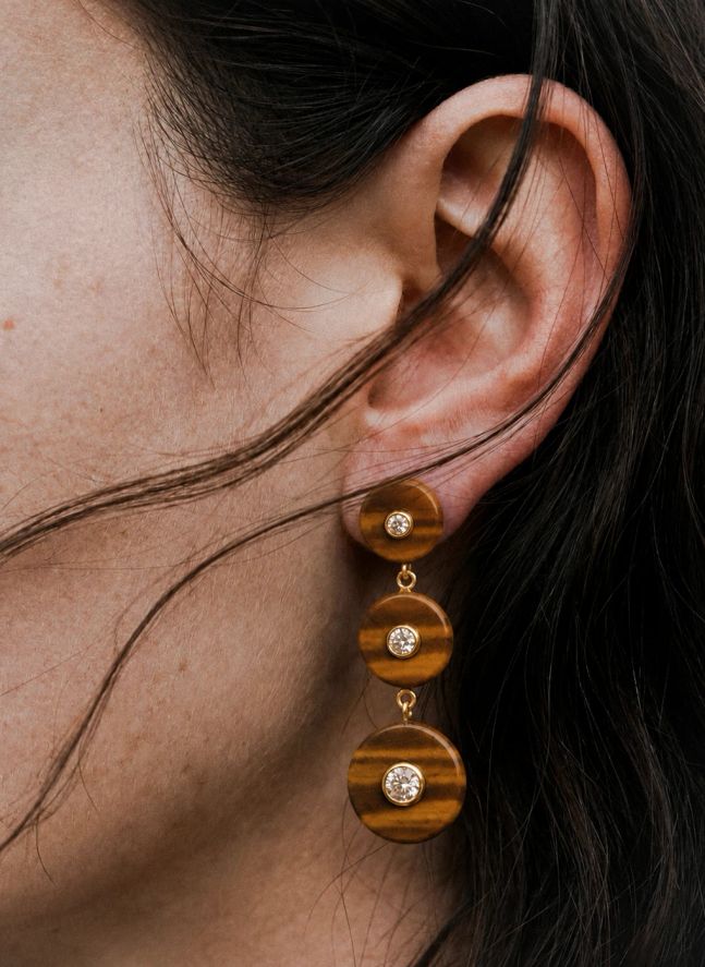 Boucles d'Oreilles Hera Oeil de Tigre | Marron