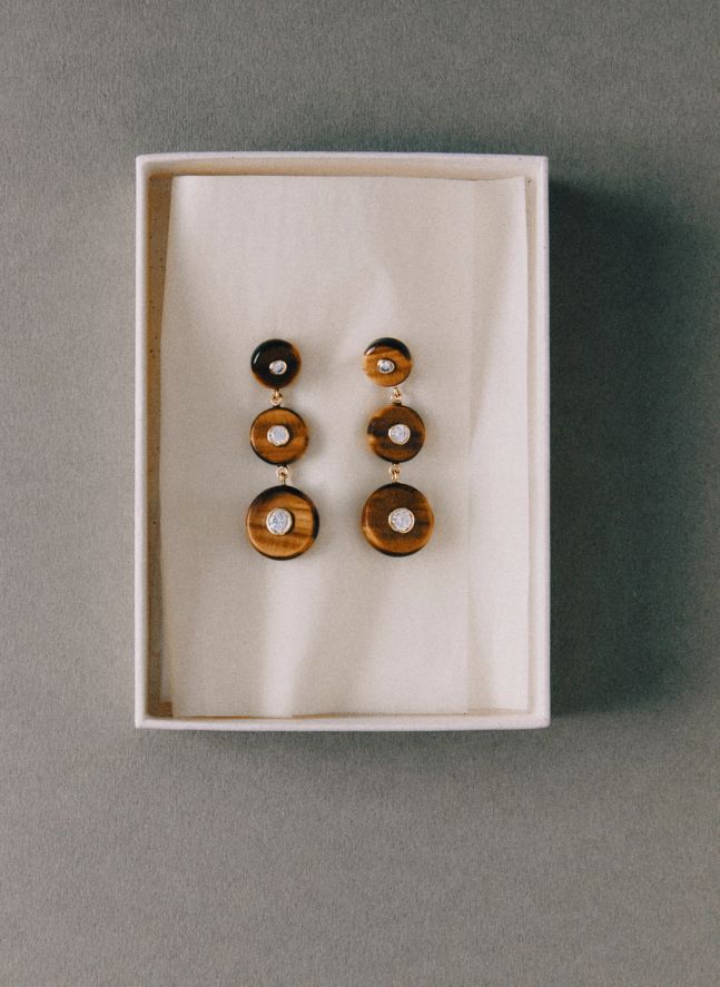 Boucles d'Oreilles Hera Oeil de Tigre | Marron