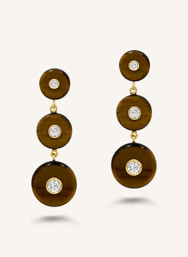 Boucles d'Oreilles Hera Oeil de Tigre | Marron