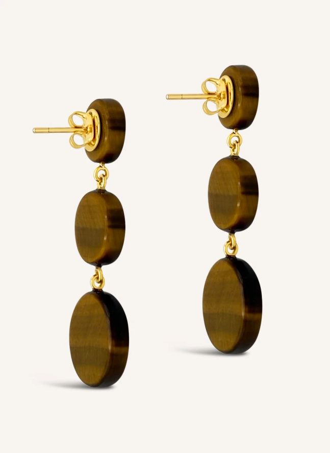 Boucles d'Oreilles Hera Oeil de Tigre | Marron