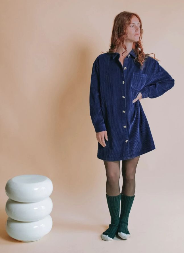 Robe Equinoxe Velours | Bleu marine