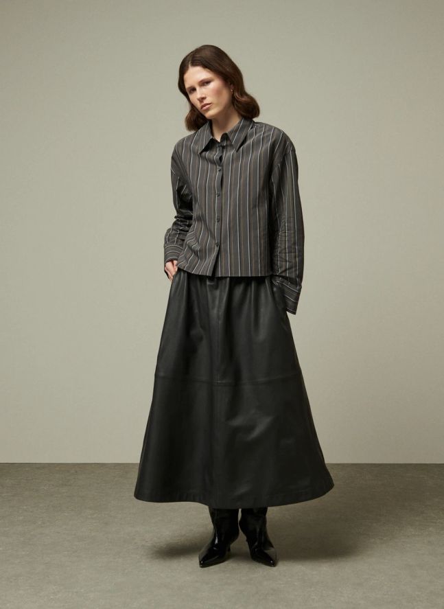 Jupe Claude Cuir | Gris anthracite