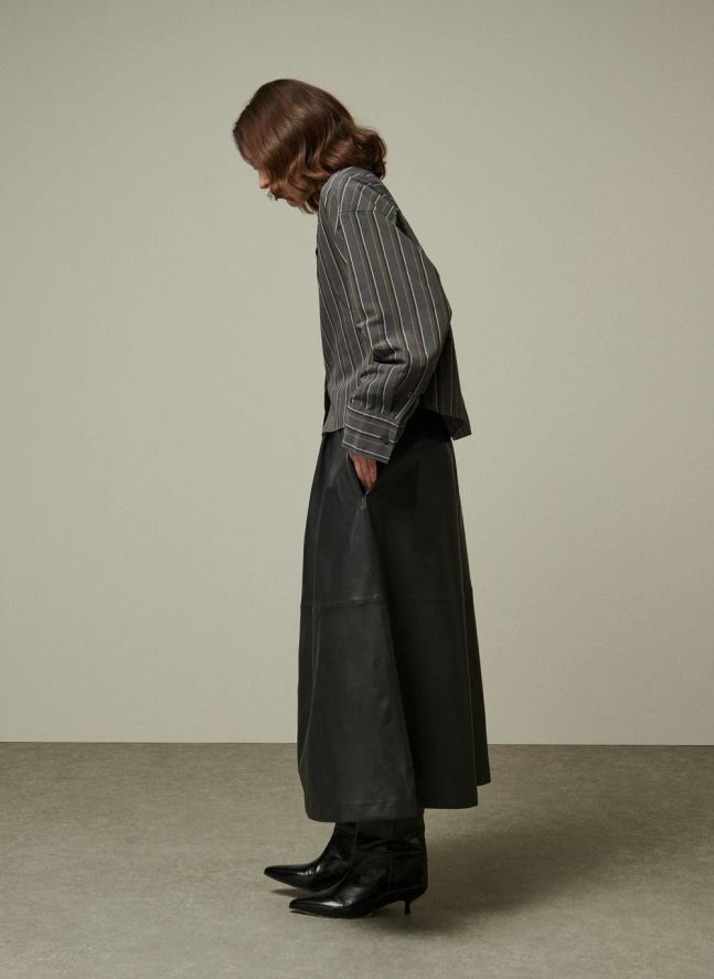Jupe Claude Cuir | Gris anthracite