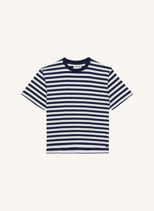 T-shirt Nils Rayé Coton Bio | Bleu noir