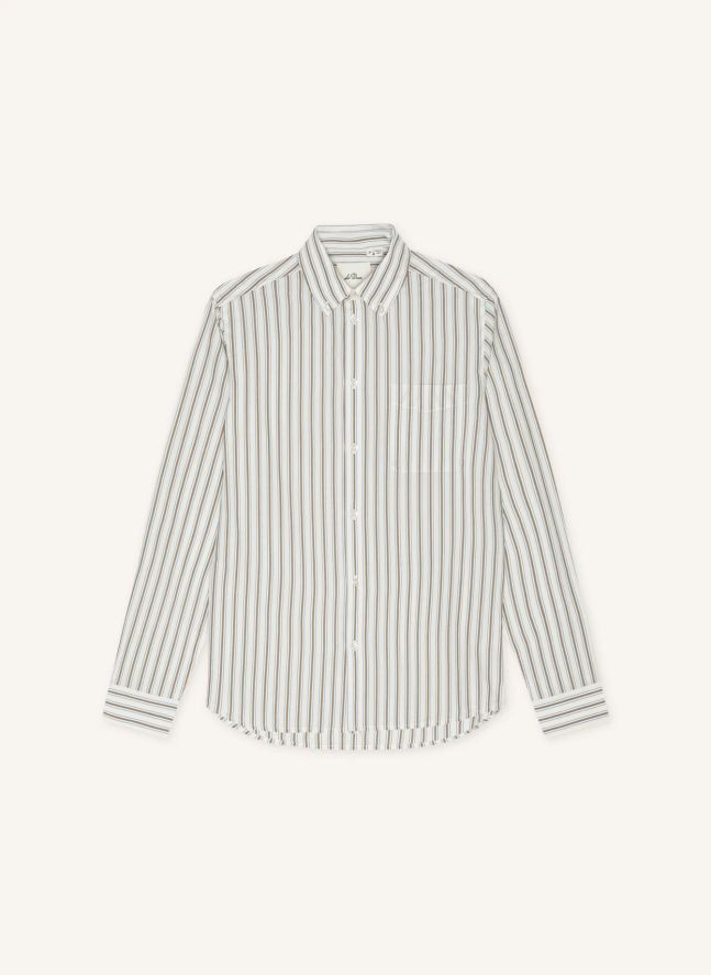 Chemise Rayée Popeline | Blanc - Ivoire